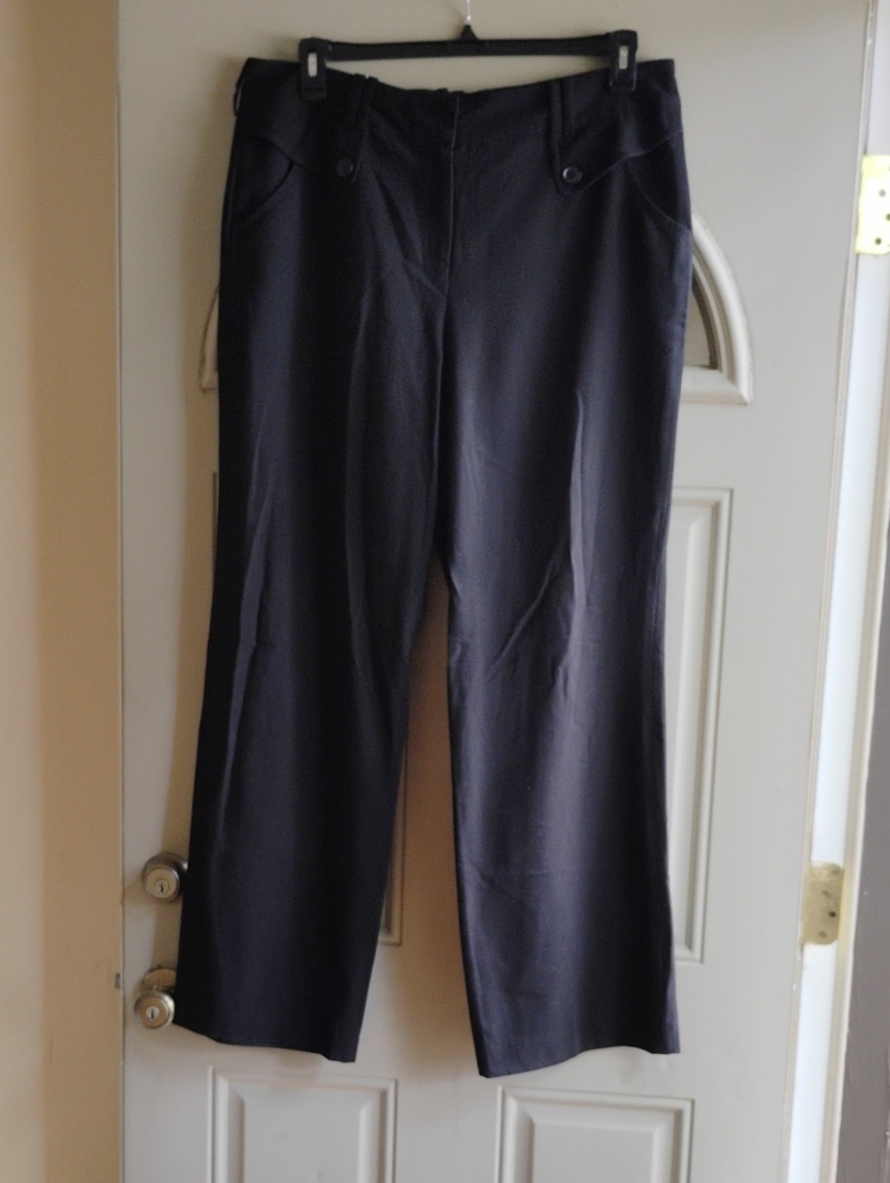 Larry Levine Black Wide-Leg Trousers with Buttoned Hip Tabs
